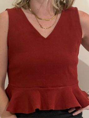 Anthropologie Burgundy Peplum Tank Top